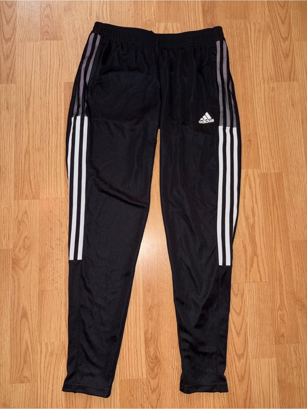 Adidas Black Track Pants with White Stripes